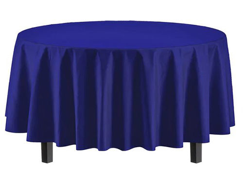 Navy 84in Round Plastic Table Cover