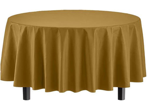 84in Round Plastic Gold Table Cover
