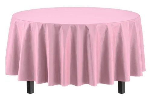 84in Round Plastic Pink Table Cover