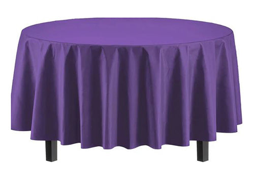 84in Round Plastic Purple Table Cover