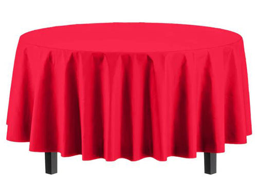 84in Round Plastic Red Table Cover