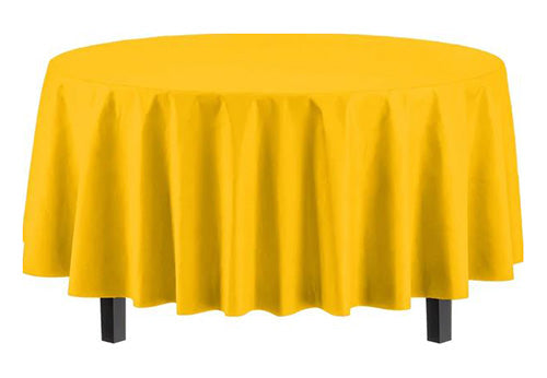 84in Round Plastic Yellow Table Cover