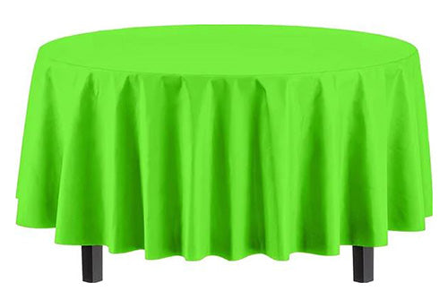 84in Round Plastic Lime Green Table Cover