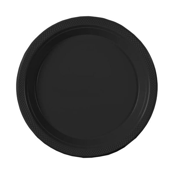 Black Big Party Pack 7in Round Plastic Plates 50ct