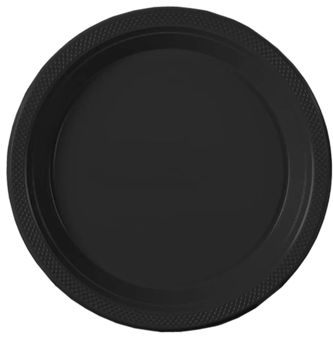 Black Big Party Pack 10in Round Banquet Plastic Plates 50ct