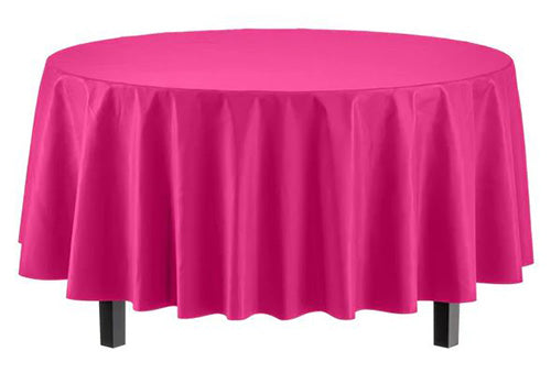 84in Round Plastic Cerise Table Cover