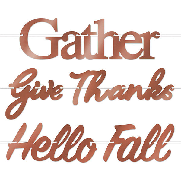 Foil Hello Fall Thanksgiving Streamer Set 3ct