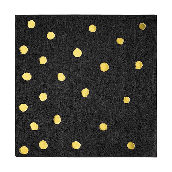 Classic Black Gold Dot Beverage Napkins 16 Ct