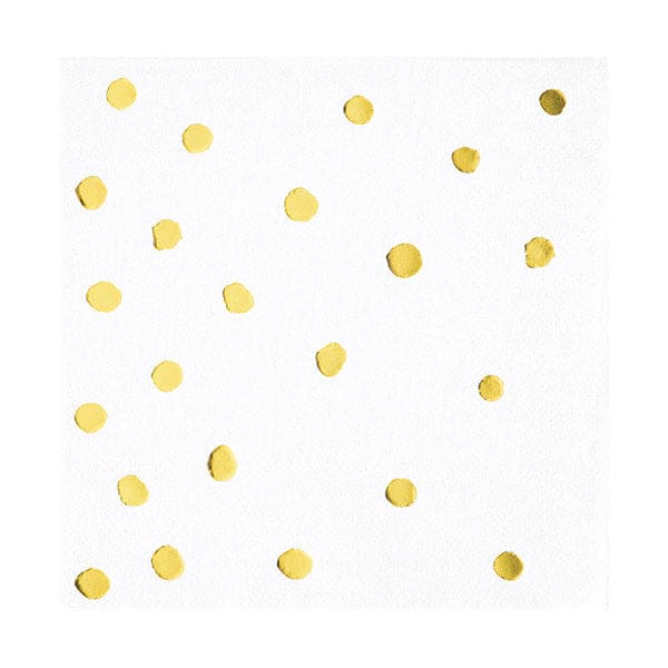 Classic White Gold Dot Beverage Napkins 16 Ct