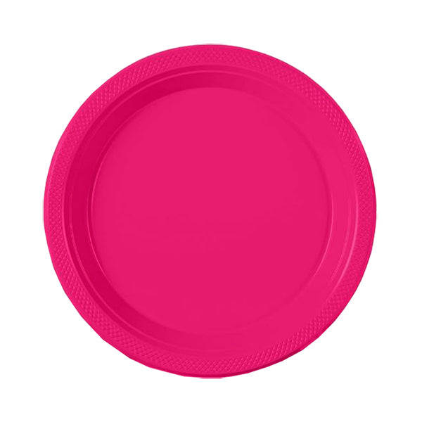 Cerise Big Party Pack 7in Round Lunch Plastic Plates 50ct