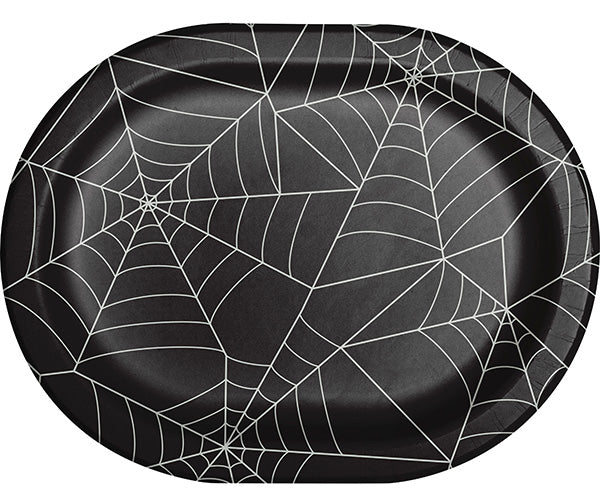 Spider Webs 10 x 12in Oval Paper Platters 8ct