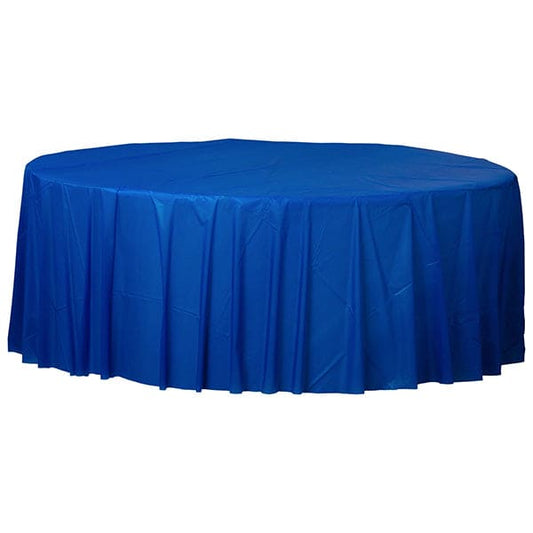 Bright Royal Blue 84in Round Plastic Table Cover