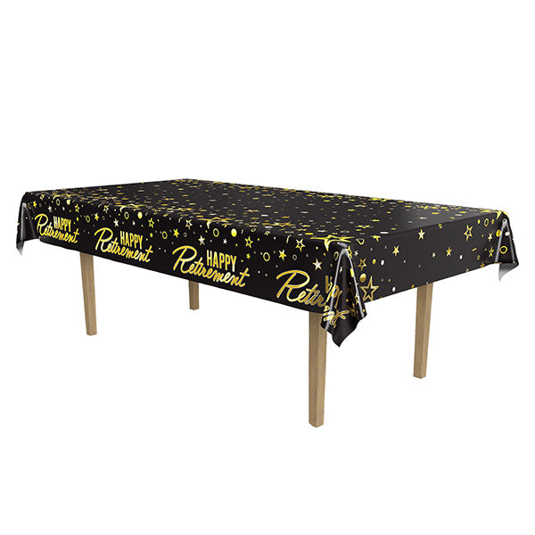 Metallic Happy Retirement 54 x 108in Table Cover
