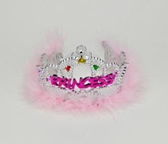 Princess Silver Flashing Tiara w/ Pink Marabou Feather