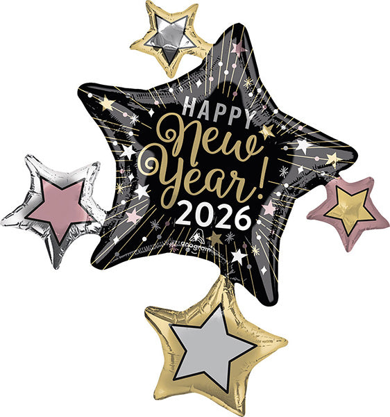 2026 New Year Cluster 35in Metallic Balloon