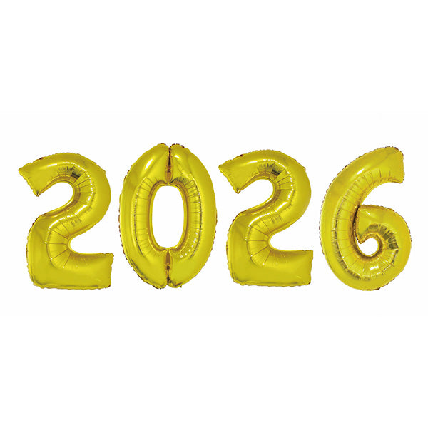 2026 Gold Metallic 40in Mylar Number Balloon Set