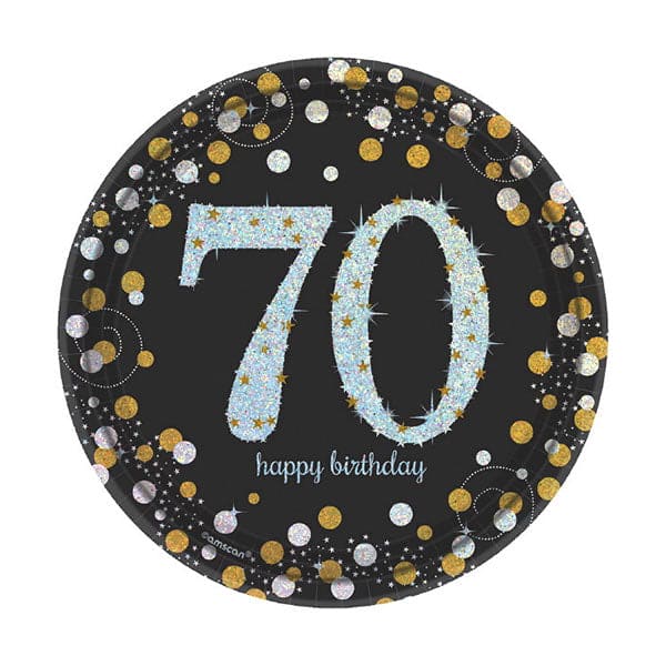 Sparkling Celebration 70th Birthday 7in Round Prismatic Paper Plates