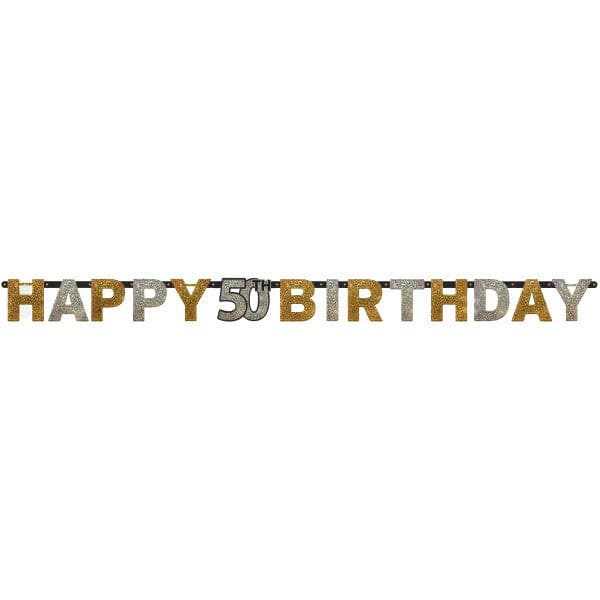 Sparkling Celebration 50th Birthday Prismatic Letter Banner