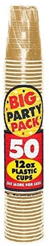 Big Party Pack Gold 18oz Plastic Cups 50 Ct