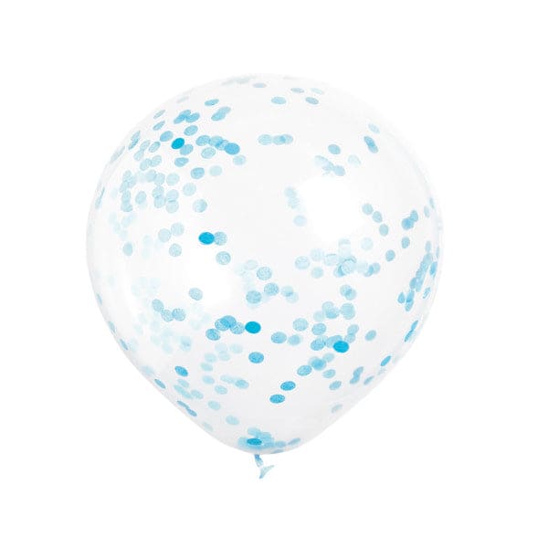 12in Clear Latex Balloons with LIght Blue Tissue Confetti 6ct