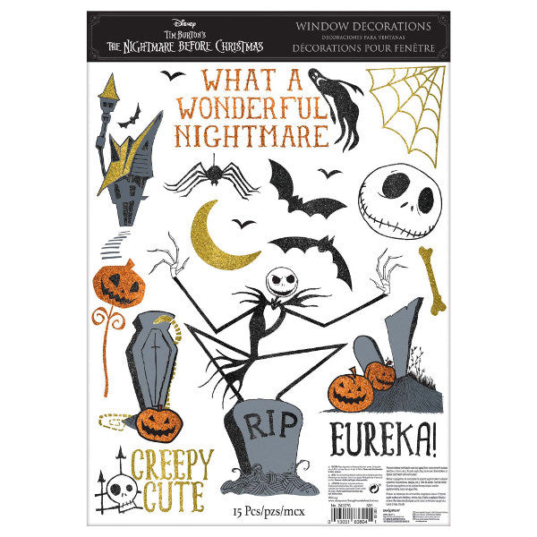 Glitter Nightmare Before Christmas Window Decorations Decal 15ct