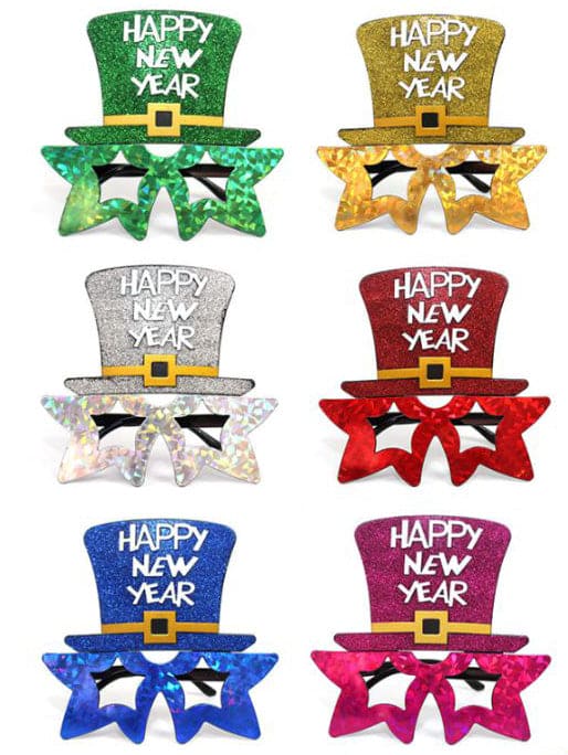 Happy New Year Top Hat & Star Glasses 1ct
