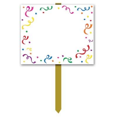 Blank Yard Sign w/Confetti & Serpentine Border