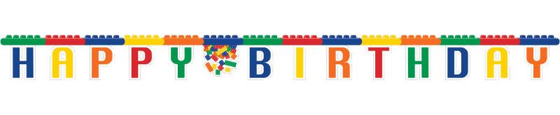 Block Party "Happy Birthday" Jointed Letter Banner 8ft