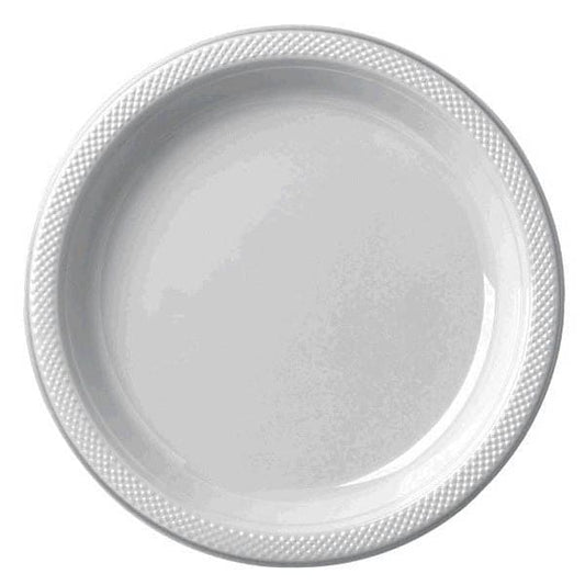 Silver 10.25in Round Banquet Plastic Plates