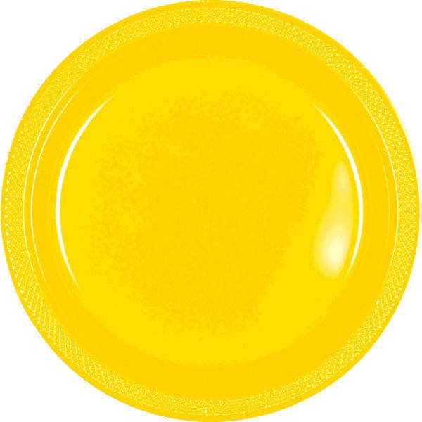 Yellow Sunshine 9in Round Dinner Plastic Plates 20 Ct