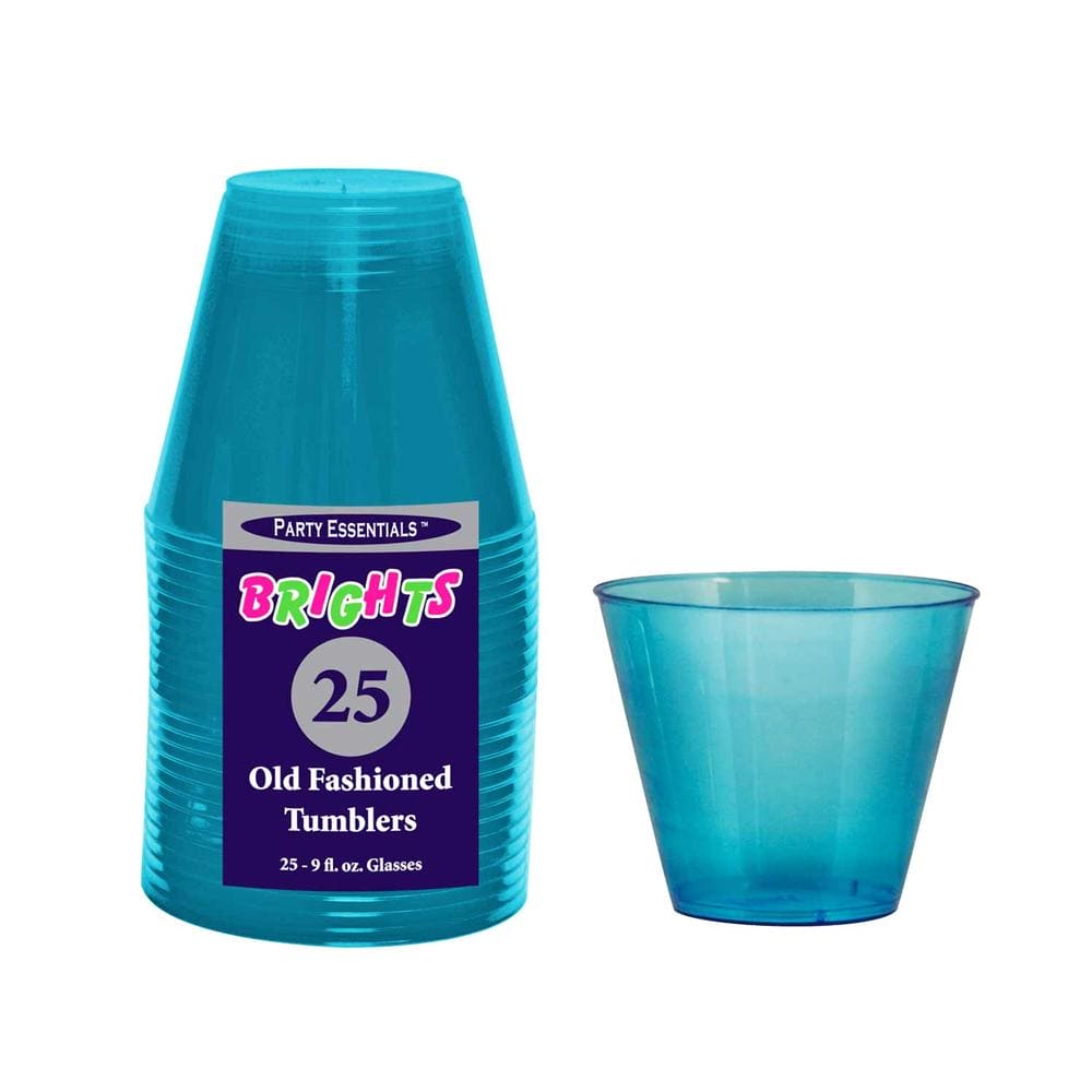 Neon Blue Plastic Cups 9oz 25 ct freeshipping