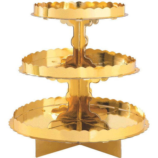 Cup Cake Treat Stand w/Border - Gold