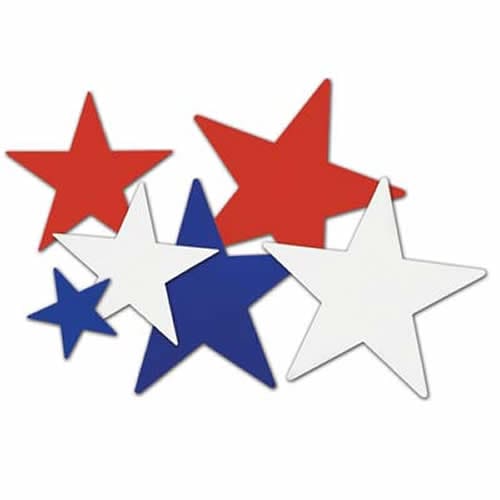 Red, White and Blue Star cutouts Red 9 Ct