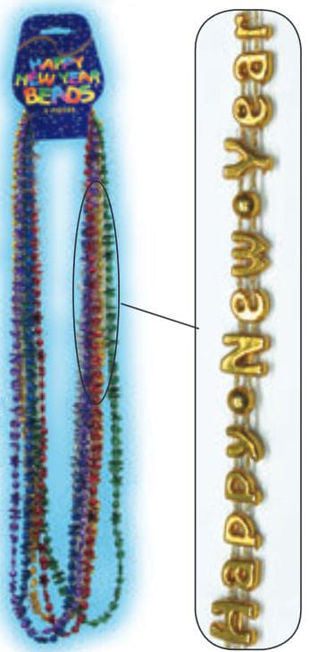 Happy New Year Metallic Beads 6 Ct