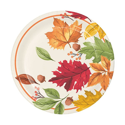 Fall Leaves 7in Round Luncheon Paper Plates 8 Ct