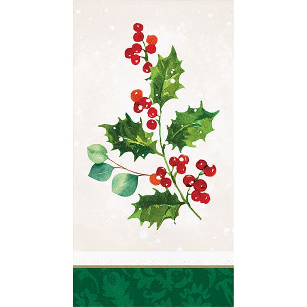 Holiday Holly Paper Guest Towels 16 Ct