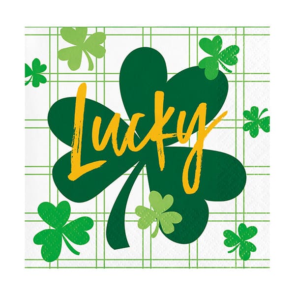 Shamrock and Roll Beverage Napkins 16 Ct