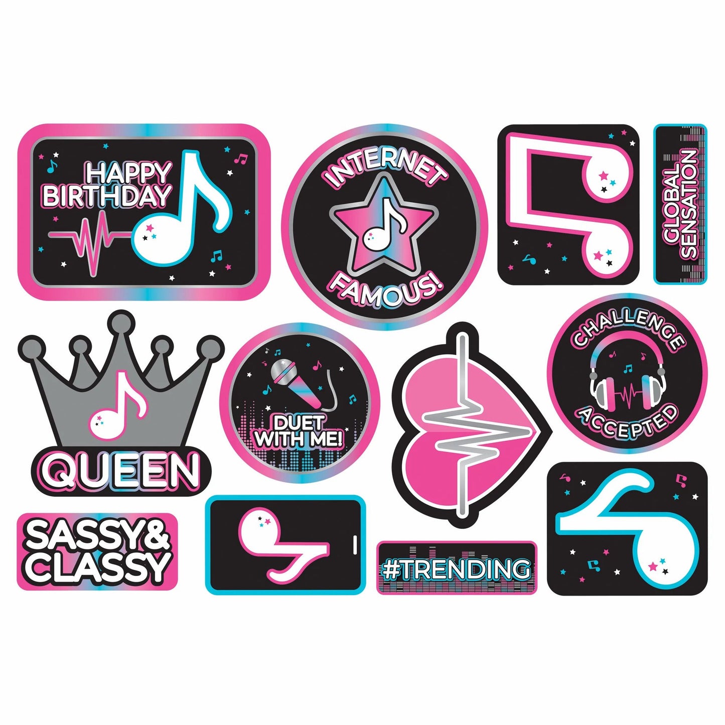 Internet Famous Viral Music Notes Social Media Cutouts 12ct.