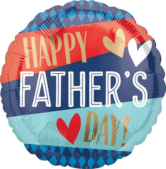 18" Father's Day Argyle and Stripes Mylar Balloon