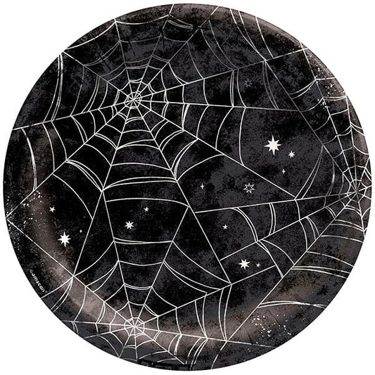 Spider Web Night 10in Round Banquet Paper Plates 20ct