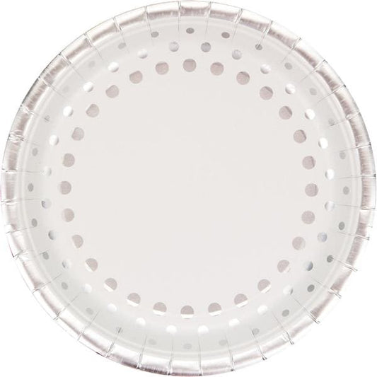 Sparkle and Shine Silver 9in Round Dinner Paper Plates