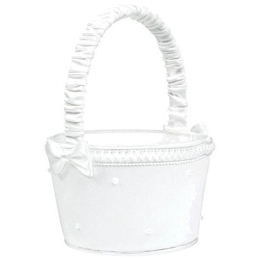 White Flower Girl Basket