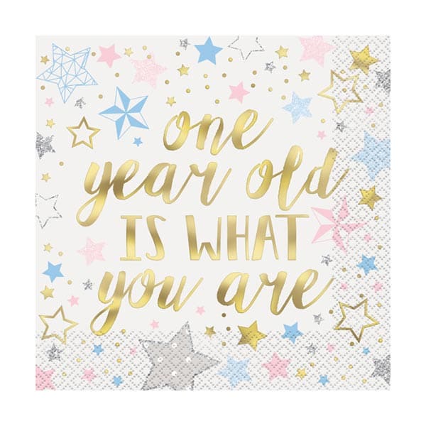 Twinkle Little Star 1st Birthday Beverage Napkins