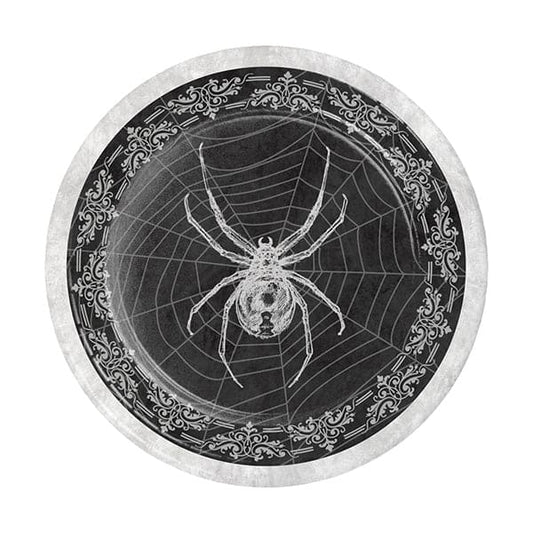 Spider & Skull 7in Round Luncheon Paper Plates 8ct