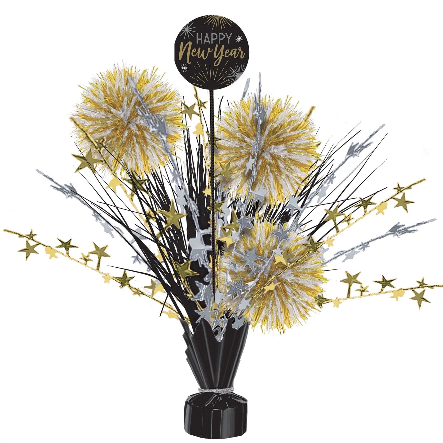 New Years Tinsel 18" Sparkling Centerpiece