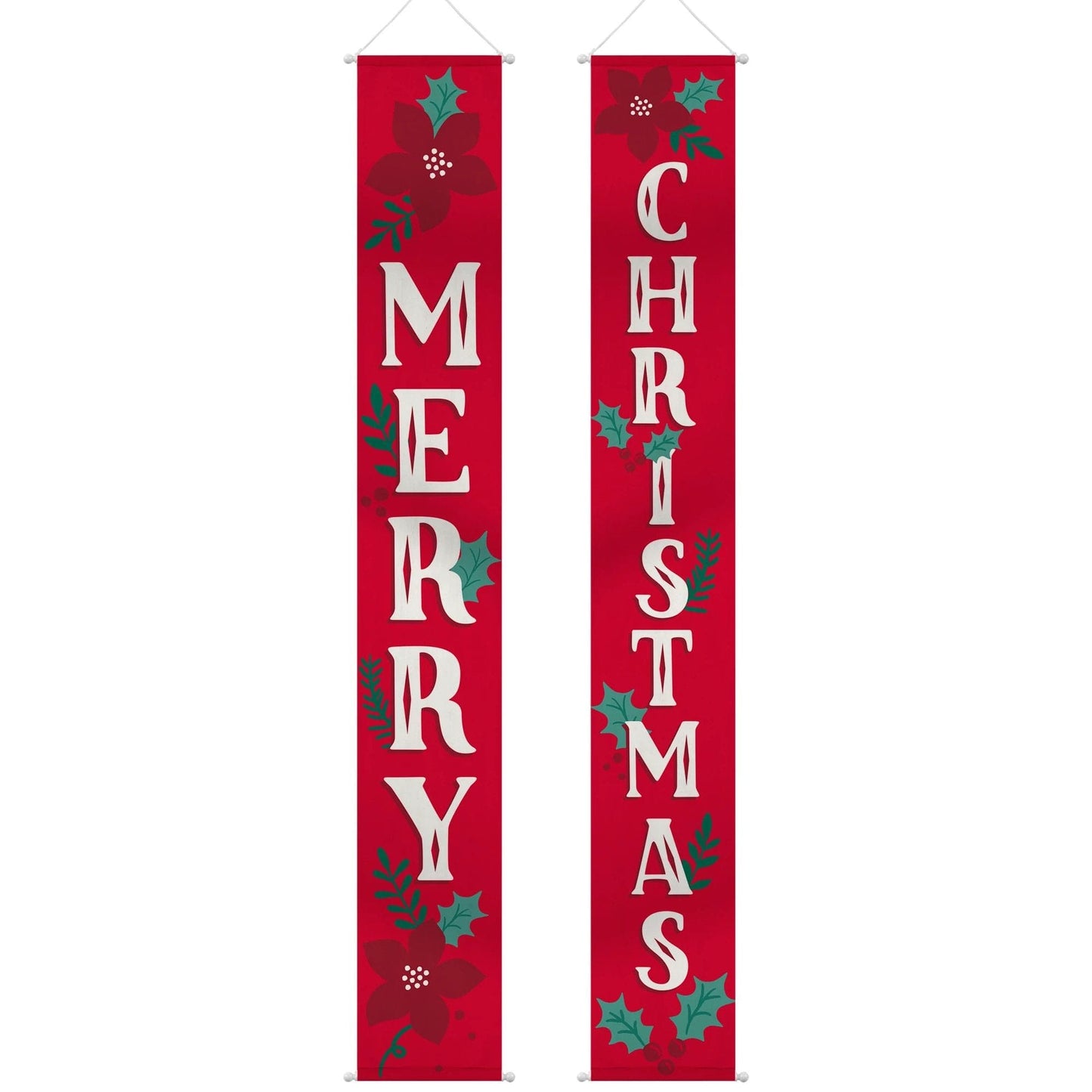 "Merry Christmas" Traditional Hanging Flags 2 ct.