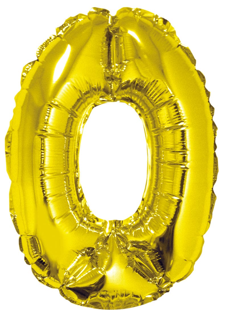 Gold 16" Number 0 Air Filled Balloon