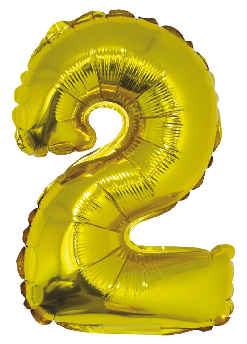 Gold 16" Number 2 Air Filled metallic Balloon