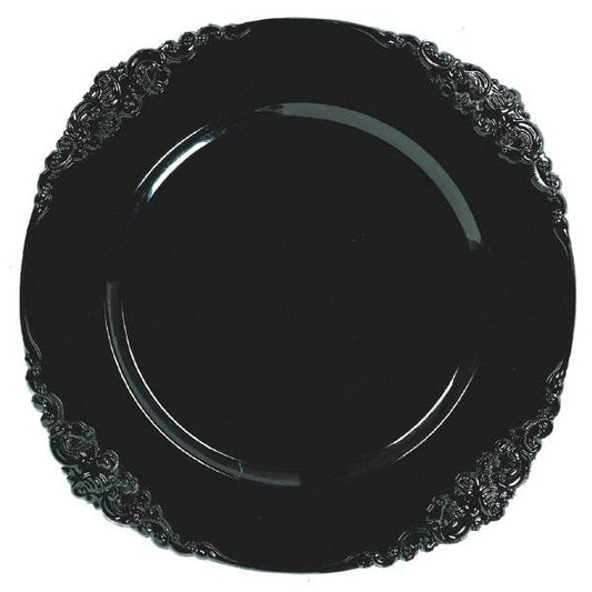 Black Plastic Motif 13in Charger