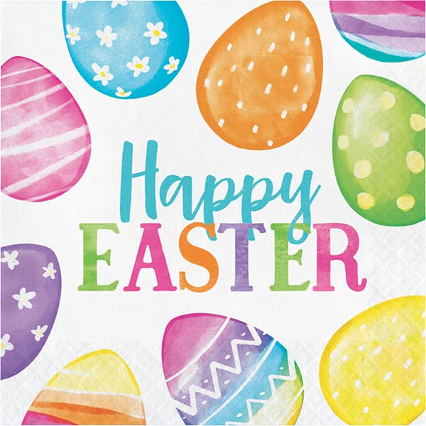 Watercolor Easter Eggs Luncheon Napkins 16ct